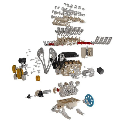 V8 DIY Car Engine Model Mechanical Metal Assembly Kit 500+Pcs Educational Experiment Toy