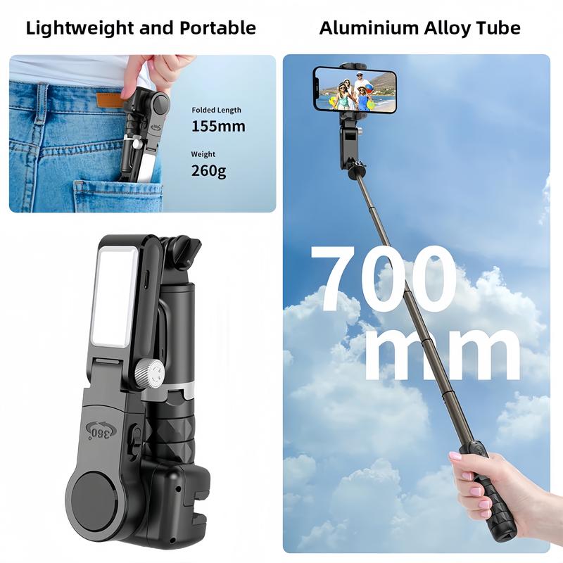 Smartphone Stabilizer Stick 360° Rotation Wireless Control Handheld Extendable Selfie Stick Tripod