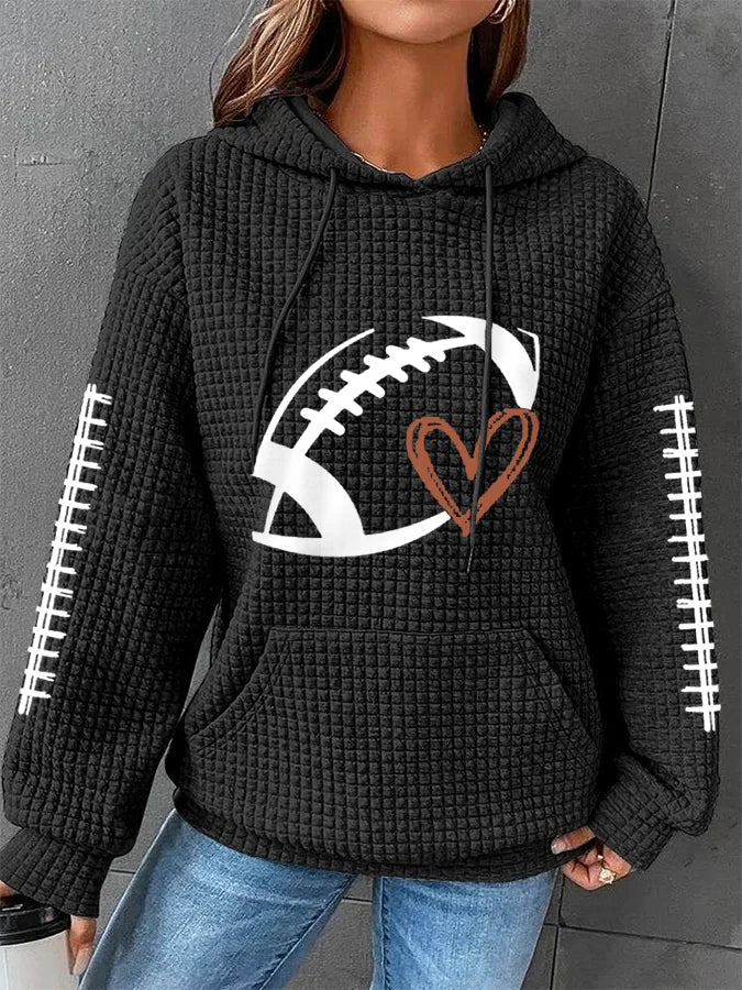 Women's Football Lover Casual Waffle Hoodie