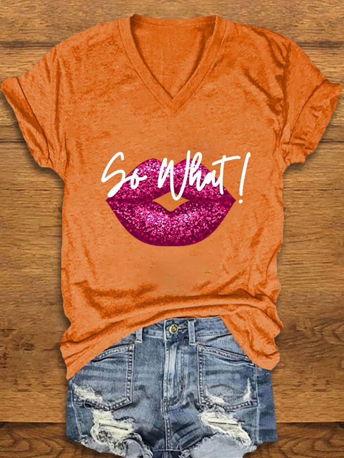 Women's lip "so what" printed t-shirt