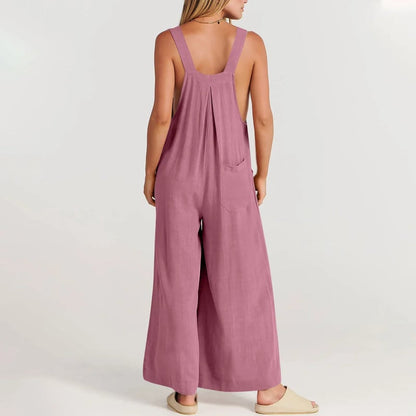 Women's Sleeveless Wide Leg Jumpsuit with Pockets