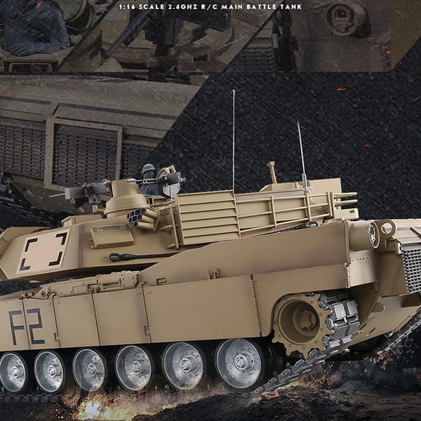 1/16 RC Tank US M1A2 Abrams Main Battle Tank 2.4G RC Military Vehicle Model with Lighting Sound Smoke Shooting Effect