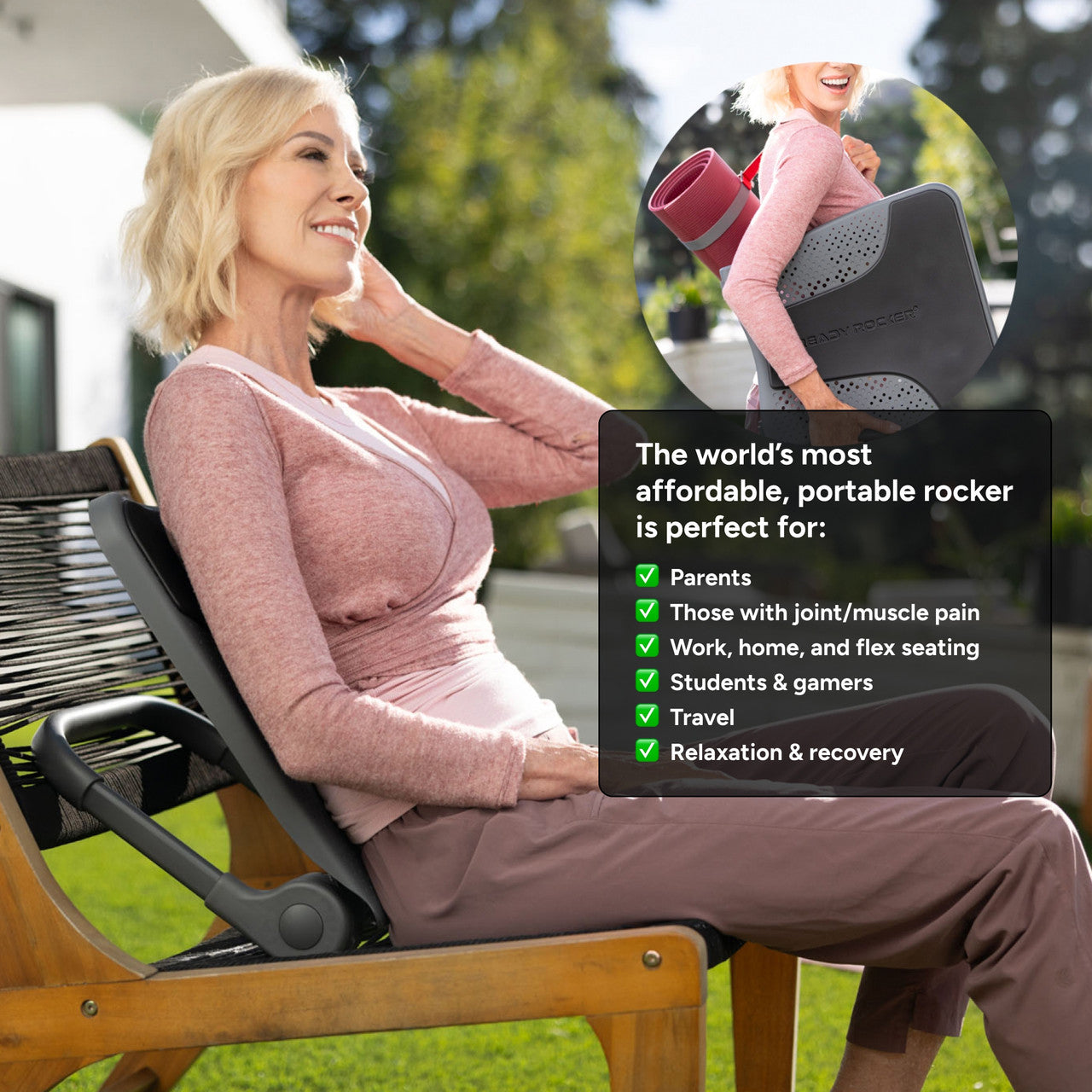 Ready Rocker - Portable Rocking Device, Ergonomic Back Support