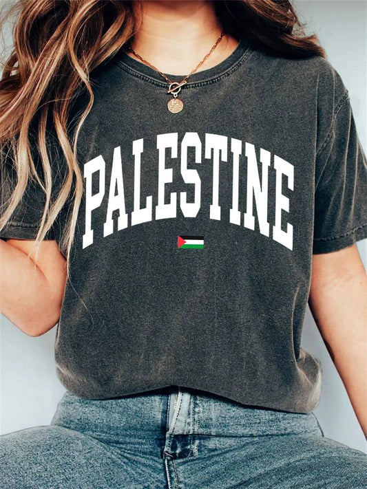 Women's Casual Free Palestine Print T-shirt