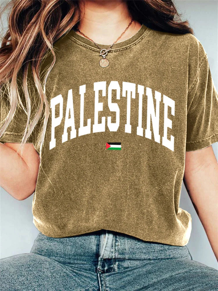 Women's Casual Free Palestine Print T-shirt