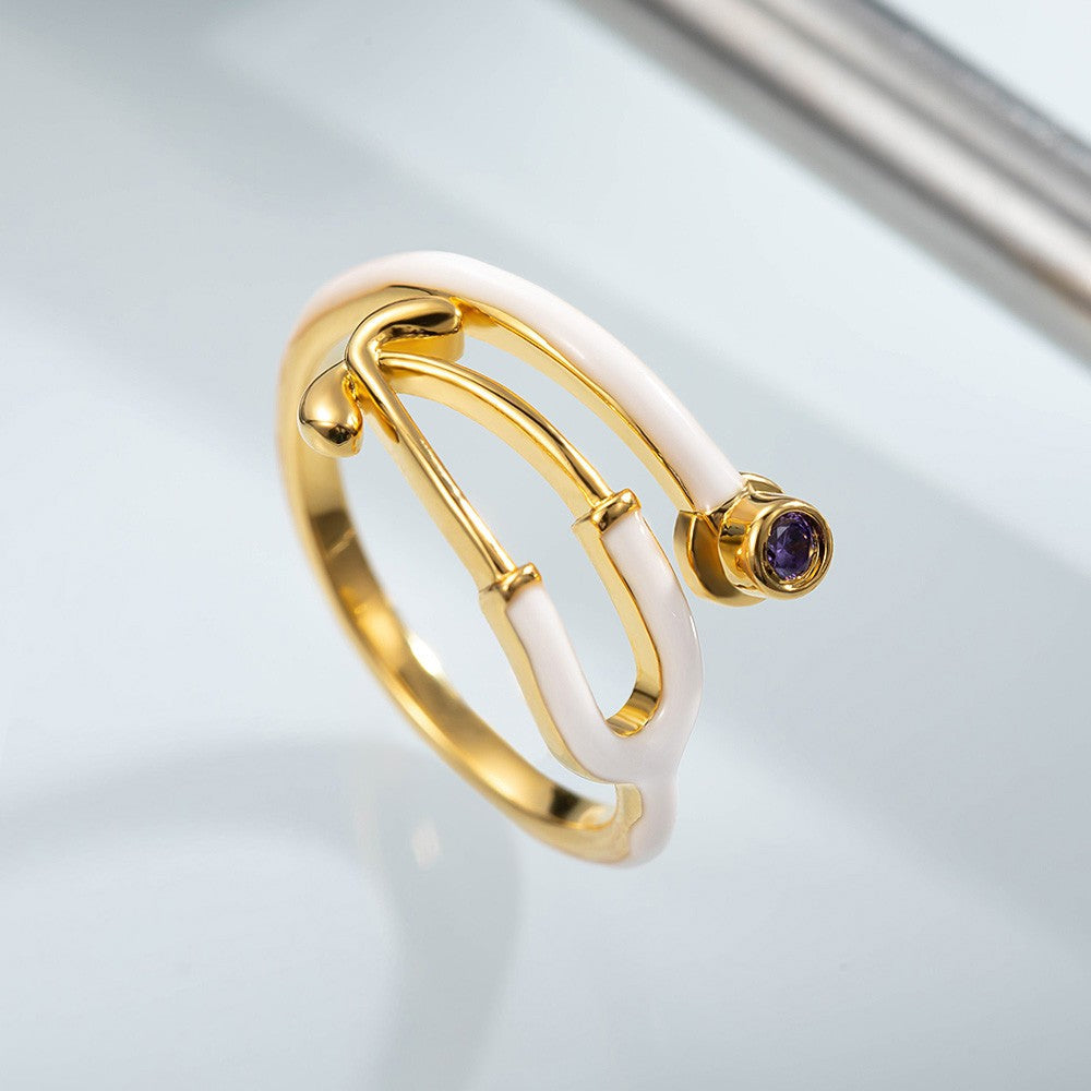 Personalized Stethoscope Ring With Birthstone