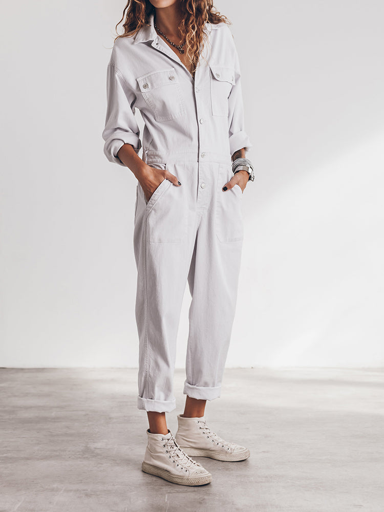 Women's Relaxed Fit Button Front Jumpsuit