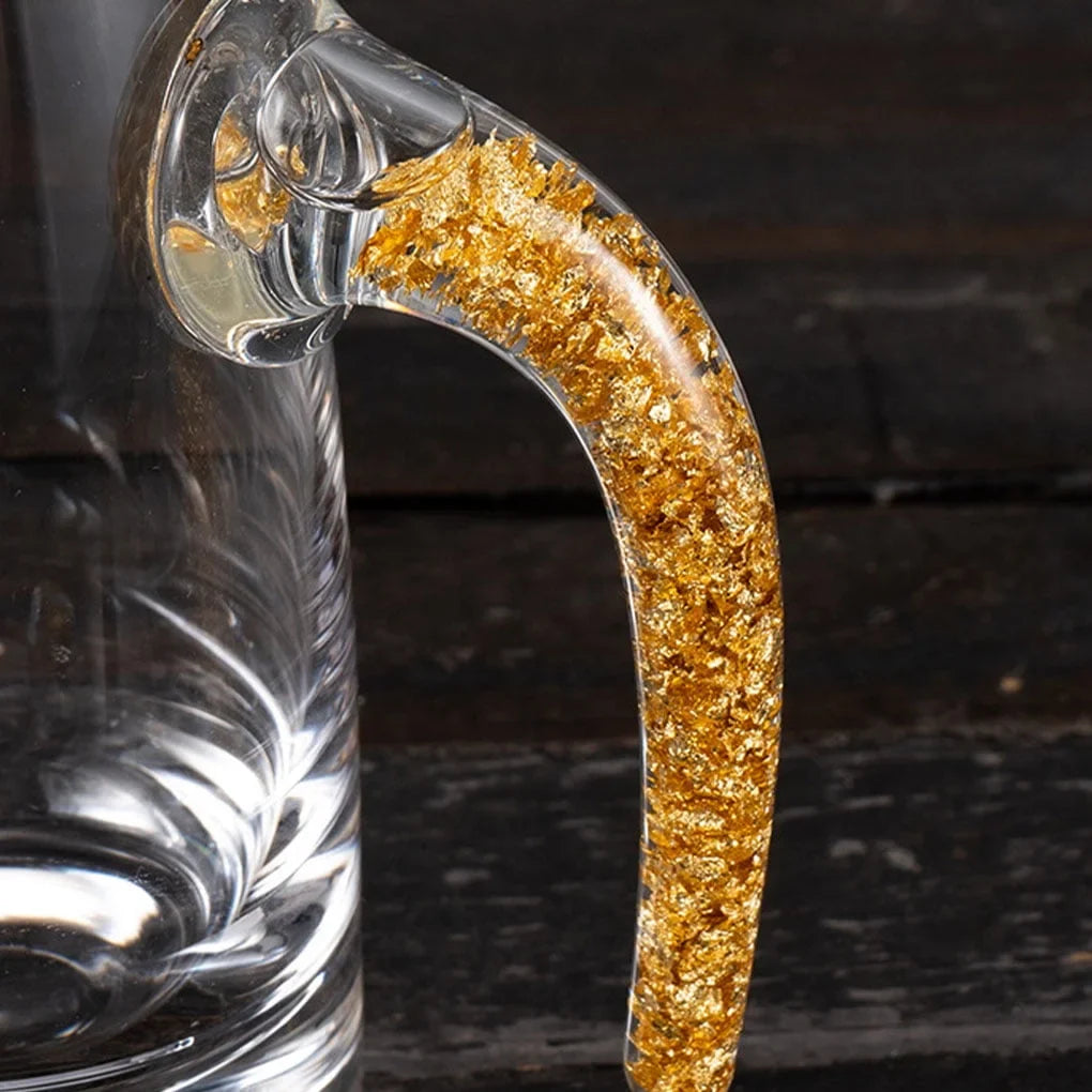 3D Glacier Whiskey Glass Cup Crystal Gold Foil Shot Glasses