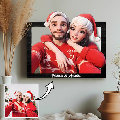 Valentine's Day Gifts Personalized Cartoon Style 3D Photo Wooden Frame Sign