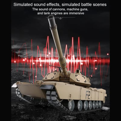 1/16 RC Tank US M1A2 Abrams Main Battle Tank 2.4G RC Military Vehicle Model with Lighting Sound Smoke Shooting Effect