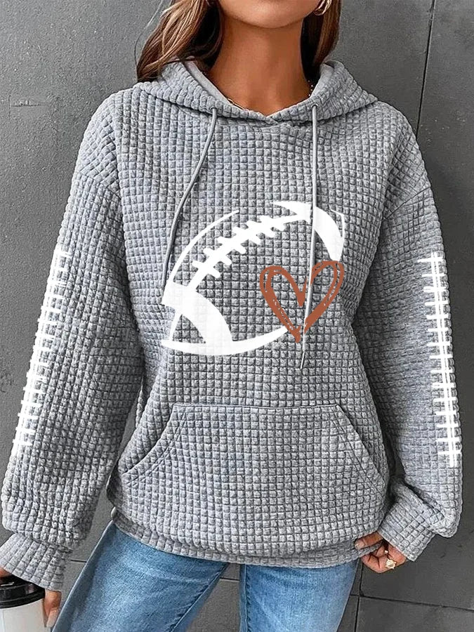 Women's Football Lover Casual Waffle Hoodie