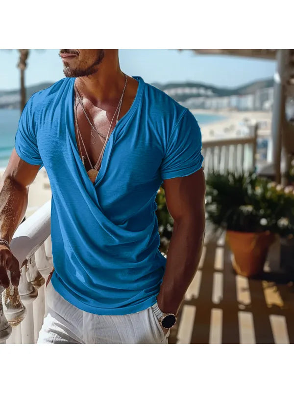 Men's Holiday Tulum V-neck Plain T-shirt