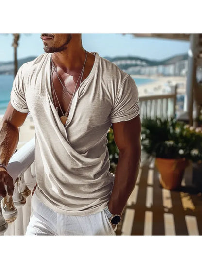 Men's Holiday Tulum V-neck Plain T-shirt