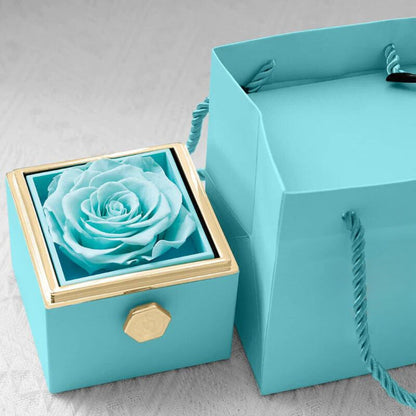 Eternally Preserved Rotating Rose Box W/ Engraved Heart Necklace