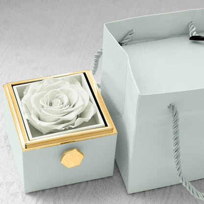 Eternally Preserved Rotating Rose Box W/ Engraved Heart Necklace