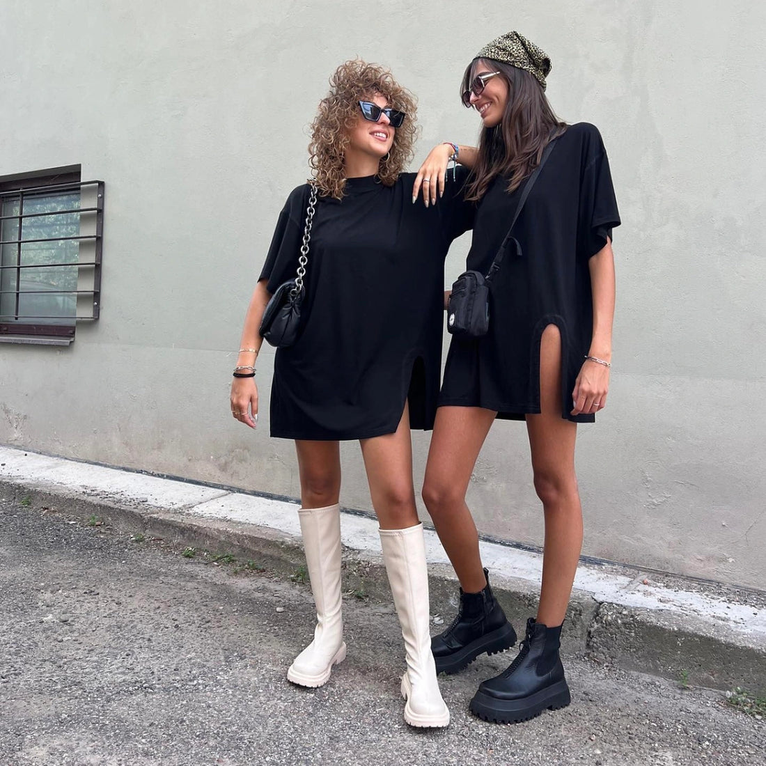 Chic® Slit T-Shirt Dress with Shorts