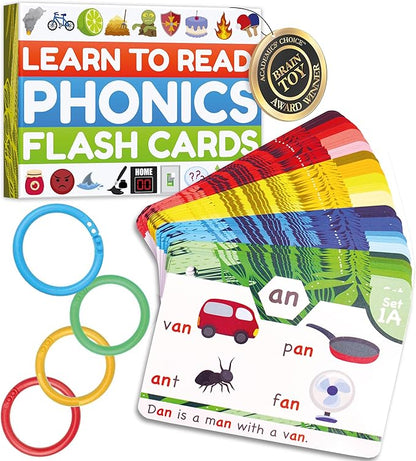 Phonics Flash Cards - Learn to Read in 20 Stages - Digraphs CVC Blends Long Vowel Sounds