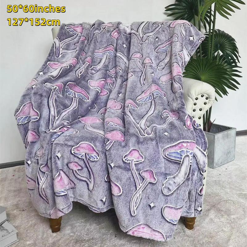 Mushroom Print Comfy Bedding Throw Blanket