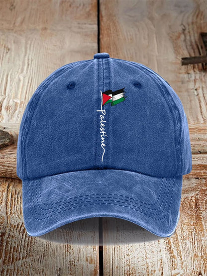 Unisex Distressed Washed Cotton "Palestinian Freedom" Printed Hat