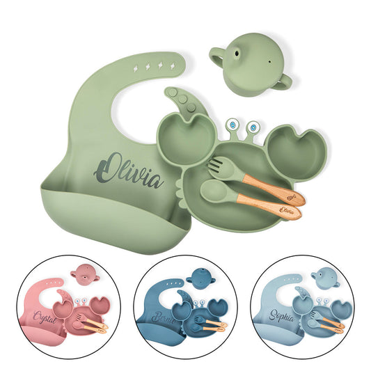 Personalised Silicone Baby Feeding Set with Crab Shape