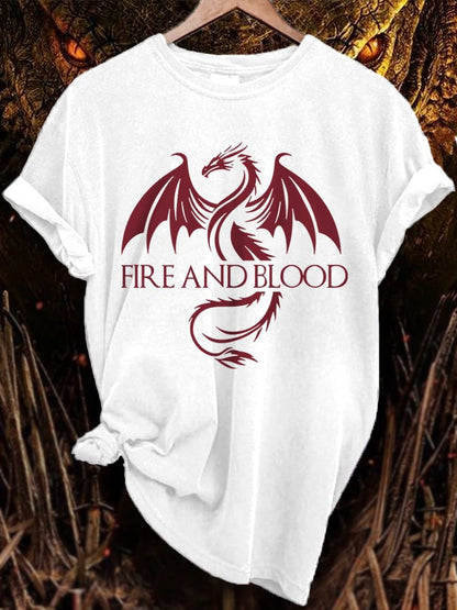 Women's Dragon Fire And Blood Casual Tee