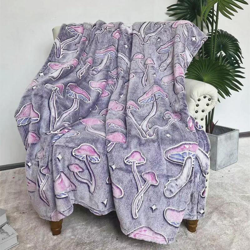 Mushroom Print Comfy Bedding Throw Blanket