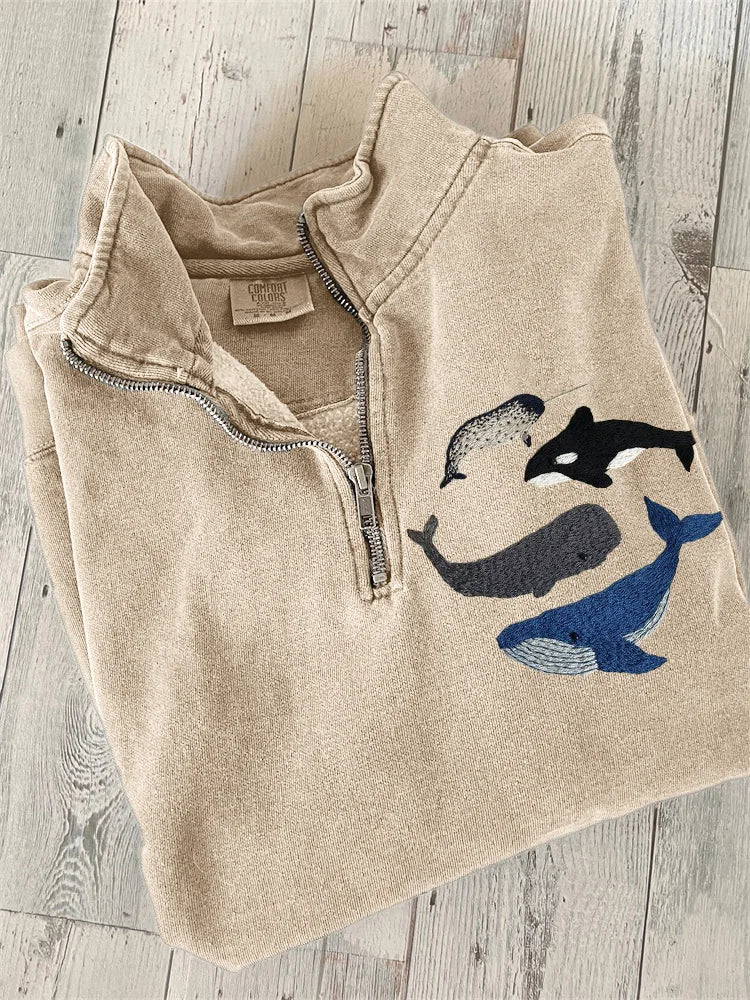 Species Of Whales Art Zip Up Sweatshirt