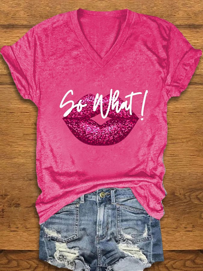 Women's lip "so what" printed t-shirt