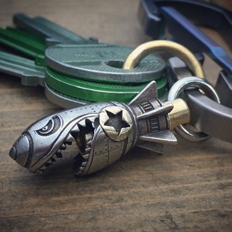 Shark Rocket Bomb Keychain