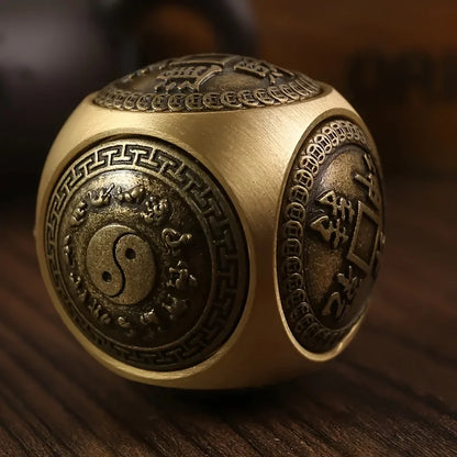 Brass Dice Large Fidget Spinner With 6 Sides Gift - Hand-carved