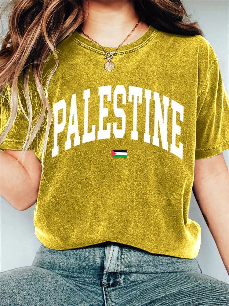 Women's Casual Free Palestine Print T-shirt