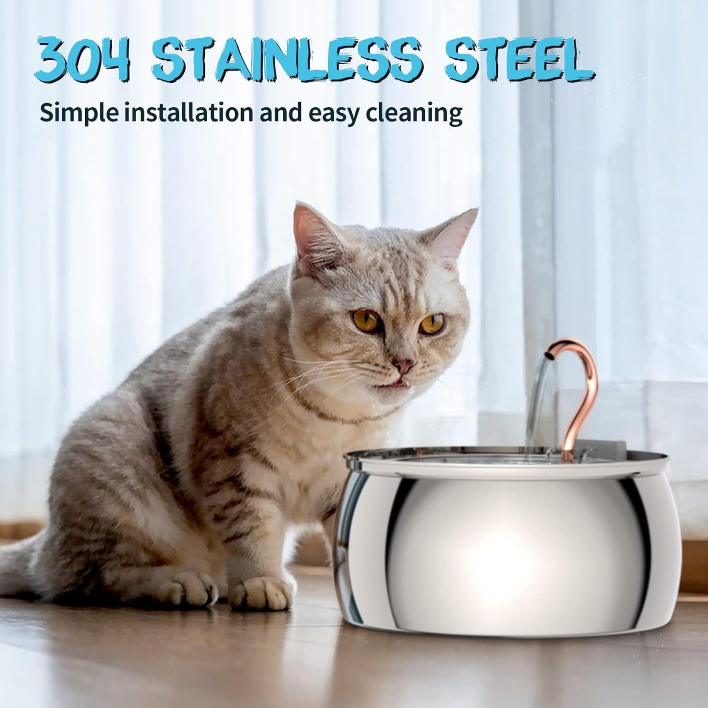 Tomxcute - 4.0L/135oz Automatic Stainless Steel Pet Fountain