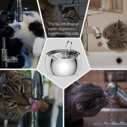 Tomxcute - 4.0L/135oz Automatic Stainless Steel Pet Fountain