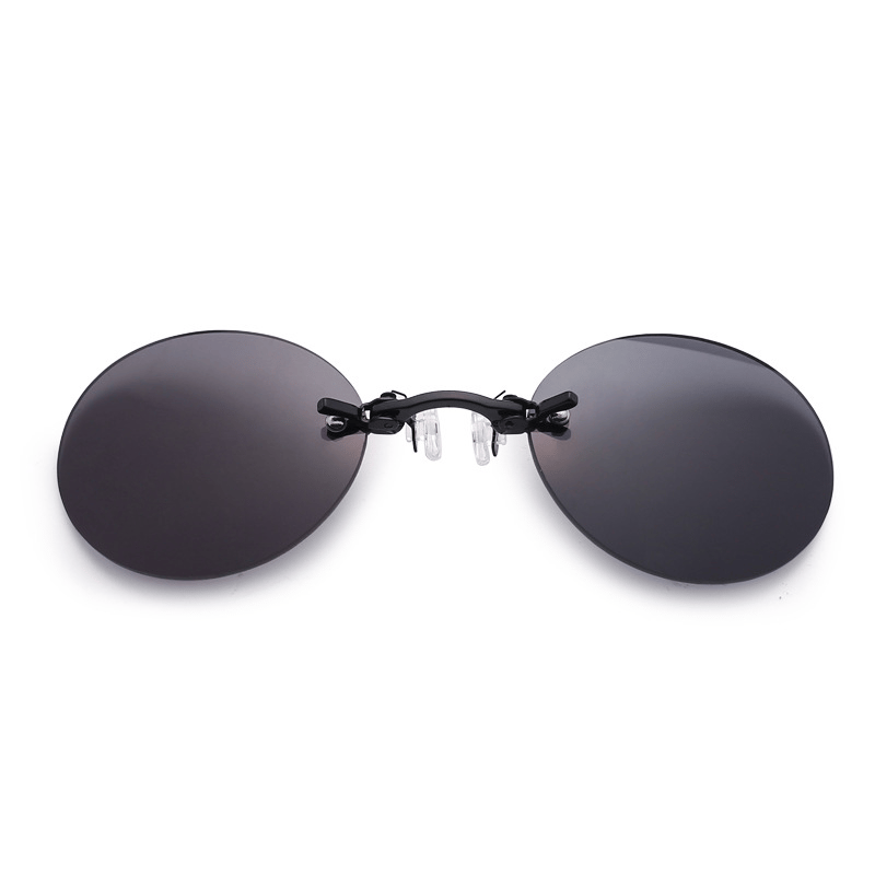 Ultralight Rimless Retro Round Clip On Nose Sunglasses