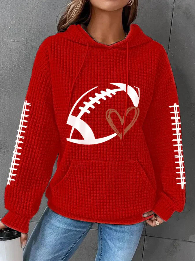 Women's Football Lover Casual Waffle Hoodie