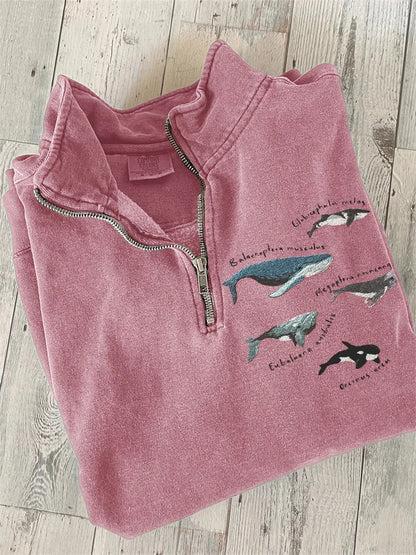 Species Of Whales Art Zip Up Sweatshirt