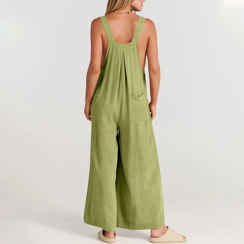 Women's Sleeveless Wide Leg Jumpsuit with Pockets