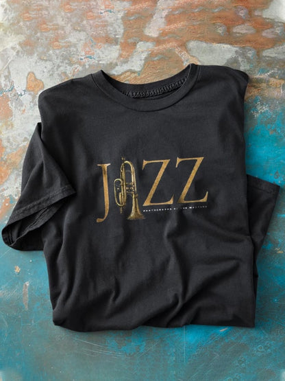 Men's Retro Jazz Shirt Pure Cotton Short Sleeve T-Shirt