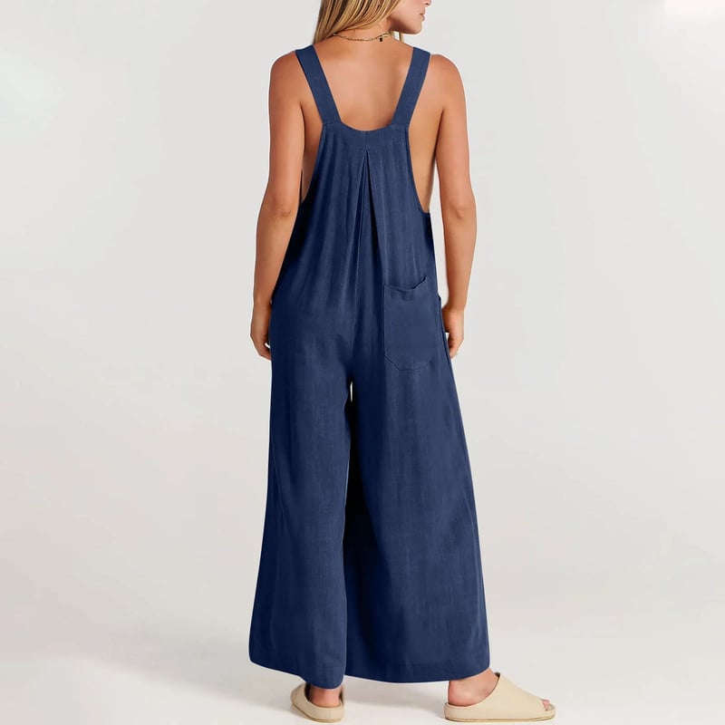 Women's Sleeveless Wide Leg Jumpsuit with Pockets