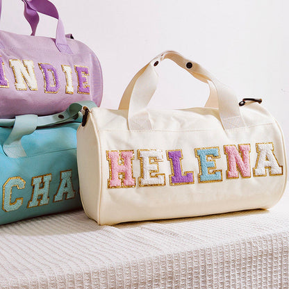 Personalized Chenille Letter Water Proof Duffle Dance Bag