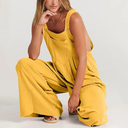 Women's Sleeveless Wide Leg Jumpsuit with Pockets