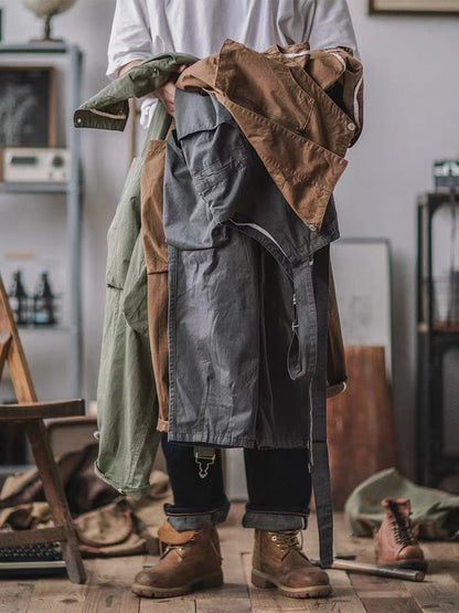 Sloppy Overalls Big Pockets Workwear with Zipper Fly