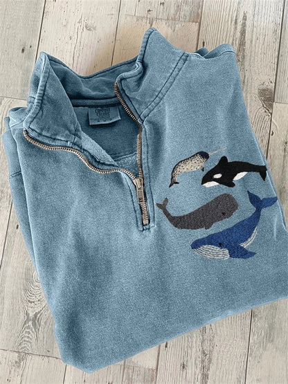 Species Of Whales Art Zip Up Sweatshirt