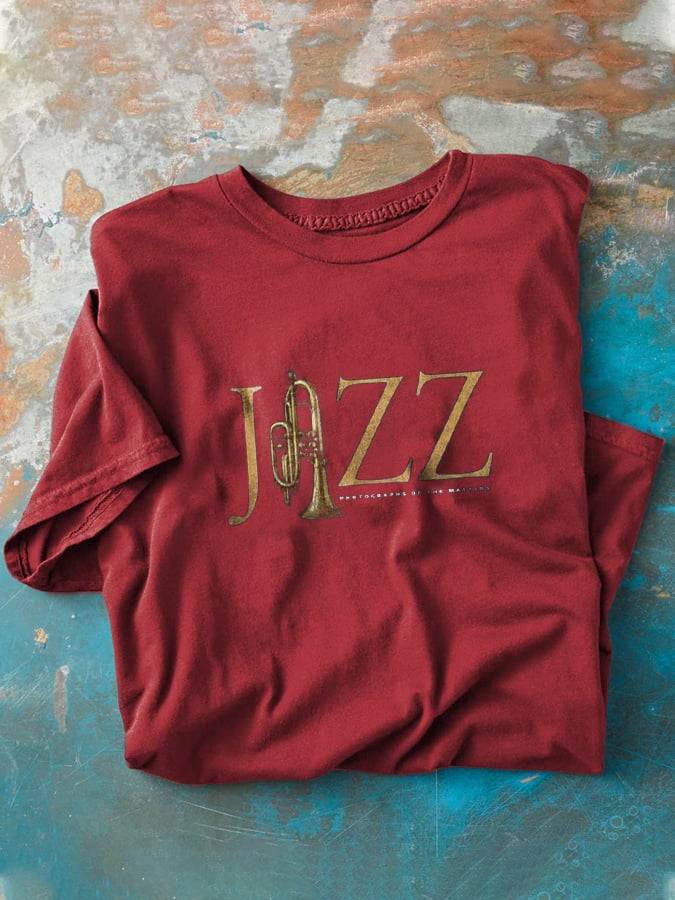 Men's Retro Jazz Shirt Pure Cotton Short Sleeve T-Shirt