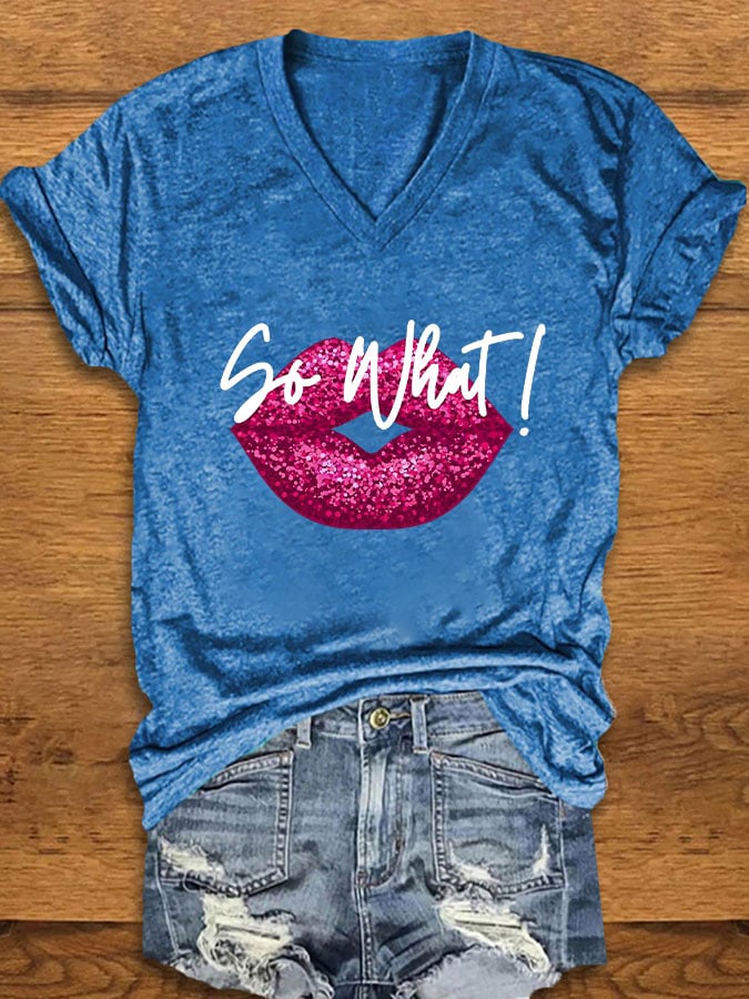 Women's lip "so what" printed t-shirt