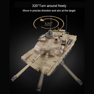 1/16 RC Tank US M1A2 Abrams Main Battle Tank 2.4G RC Military Vehicle Model with Lighting Sound Smoke Shooting Effect