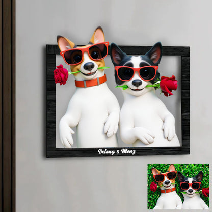 Valentine's Day Gifts Personalized Cartoon Style 3D Photo Wooden Frame Sign