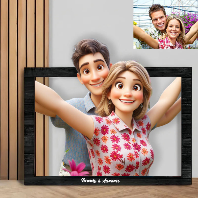 Valentine's Day Gifts Personalized Cartoon Style 3D Photo Wooden Frame Sign