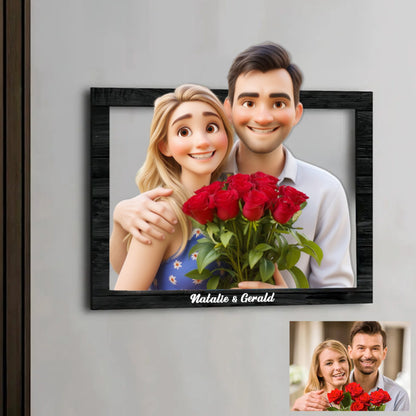 Valentine's Day Gifts Personalized Cartoon Style 3D Photo Wooden Frame Sign