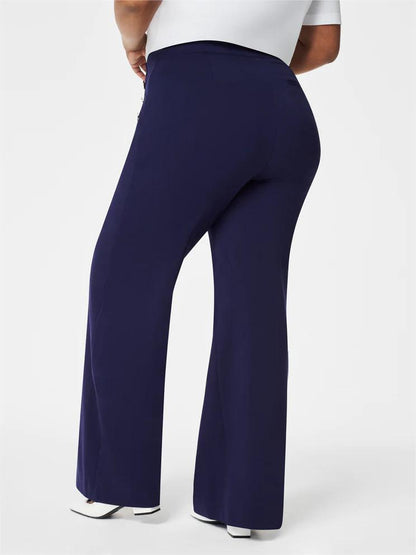 Tummy Control Button Wide Leg Pant